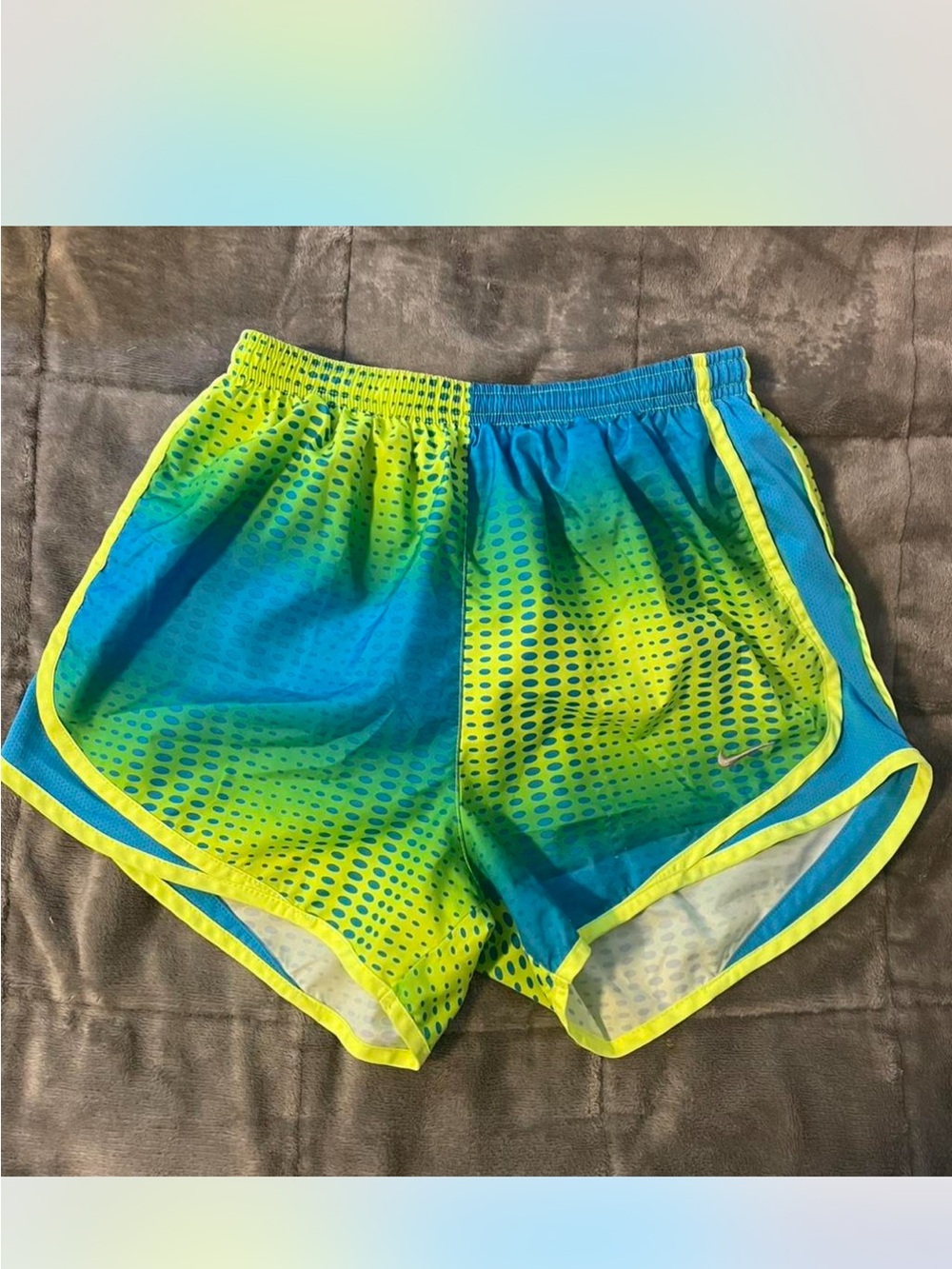 Nike Blue and Lime Gradient Athletic Shorts